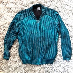 [H&M] Black & Metallic Teal Zip-up Sweater
